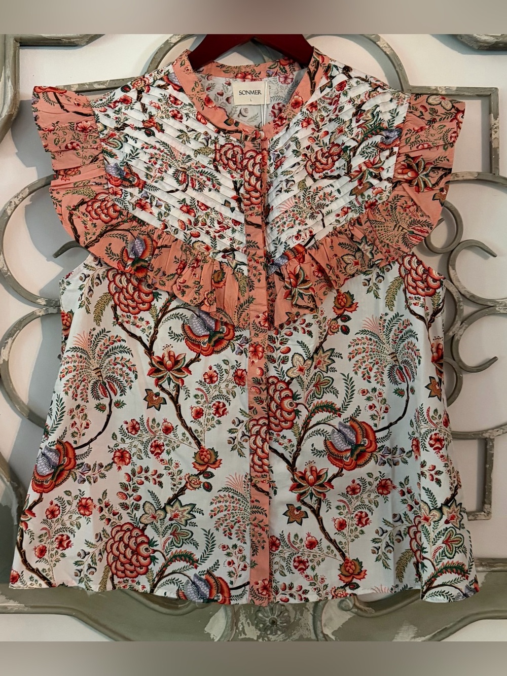 [NWT] Sonmer Victoria Blouse Pink Size Large - Picture 2 of 9